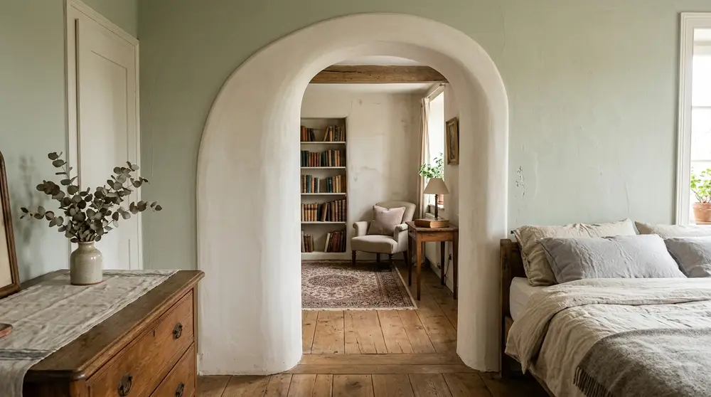 Soft archway bedroom entrance design